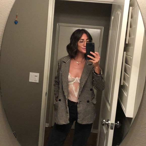 Vintage Jackets & Blazers - PURE WOOL vintage houndstooth black & white jacket